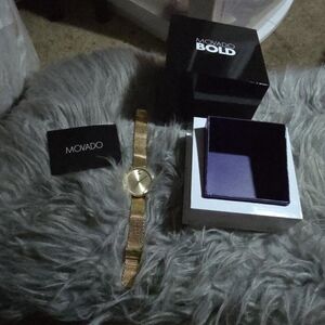Movado Gold Watch with Black Box